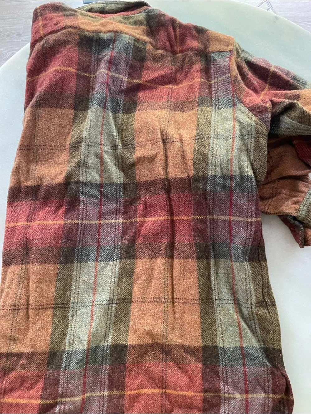 Polo by Ralph Lauren Red, Green & Brown Plaid Button-Down Shirt 100% wool